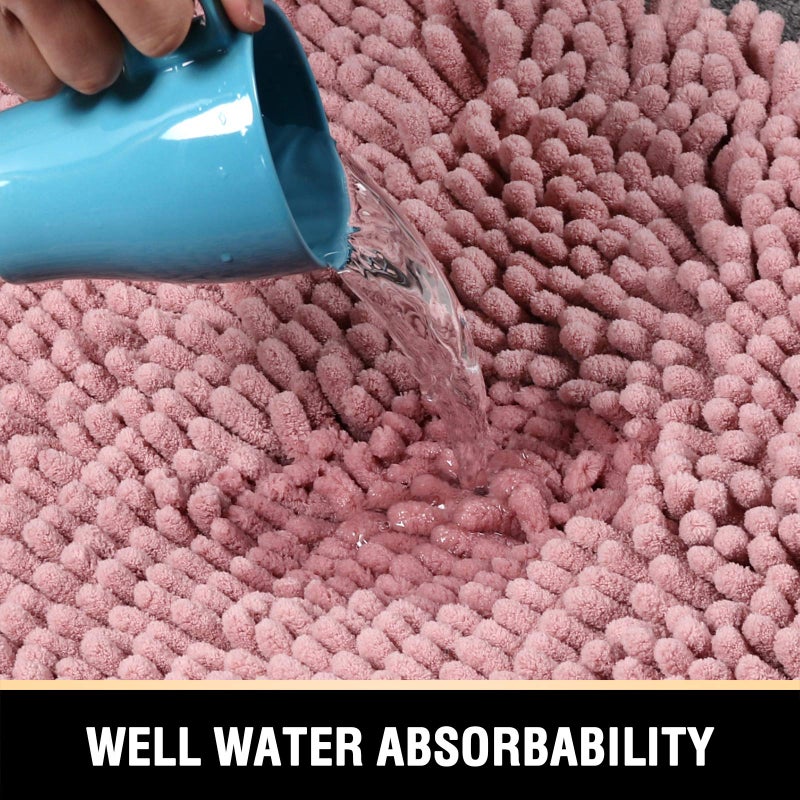 H.VERSAILTEX Bathroom Rugs Bath Mat Bath Rugs Bath Mats for Bathroom Non Slip Extra Soft Chenille Bath Rug Fulffy Shag, Indoor Rug Carpet for Entry Living Room (Coral Pink, Extra Large 24" x 36") - Image 4